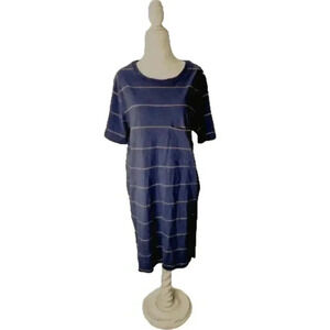 Knot Sisters Cotton Sunset T-shirt Dress Navy Blue Gold Stripe